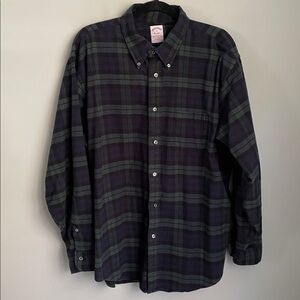 Brooks Brothers Black Watch Flannel Plaid Madison Fit Shirt Size XL